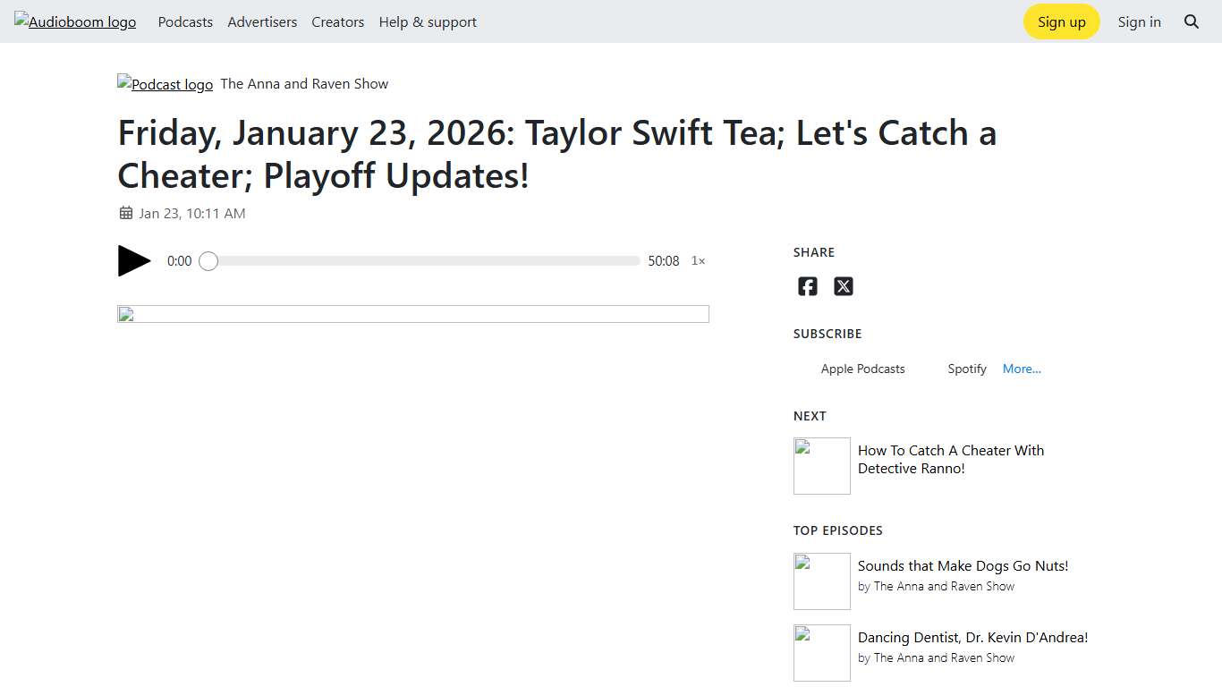The Anna and Raven Show / Friday, January 23, 2026: Taylor Swift Tea; Let's Catch a Cheater; Playoff Updates!